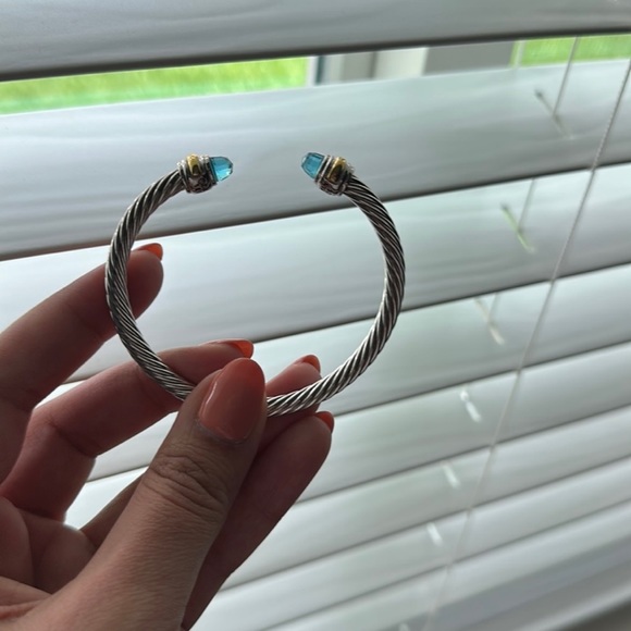 14K AND STERLING SILVER DAVID YURMAN CLASSIC CABLE BRACELET | BLUE TOPAZ - Picture 7 of 7